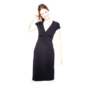 Boden Short Sleeve Surplice Black Knit Dress